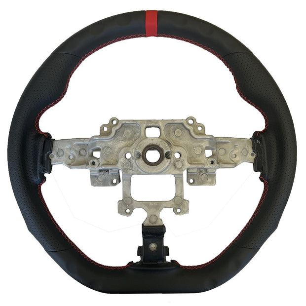 Enhanced Steering Wheel for Mazda Miata 2006-2015 NC Genuine Leather with Red Stitching and Red racing stripe (NEW LIMITED EDITION)