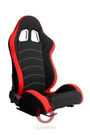 CPA1018 RED AND BLACK CLOTH CIPHER AUTO RACING SEATS - PAIR