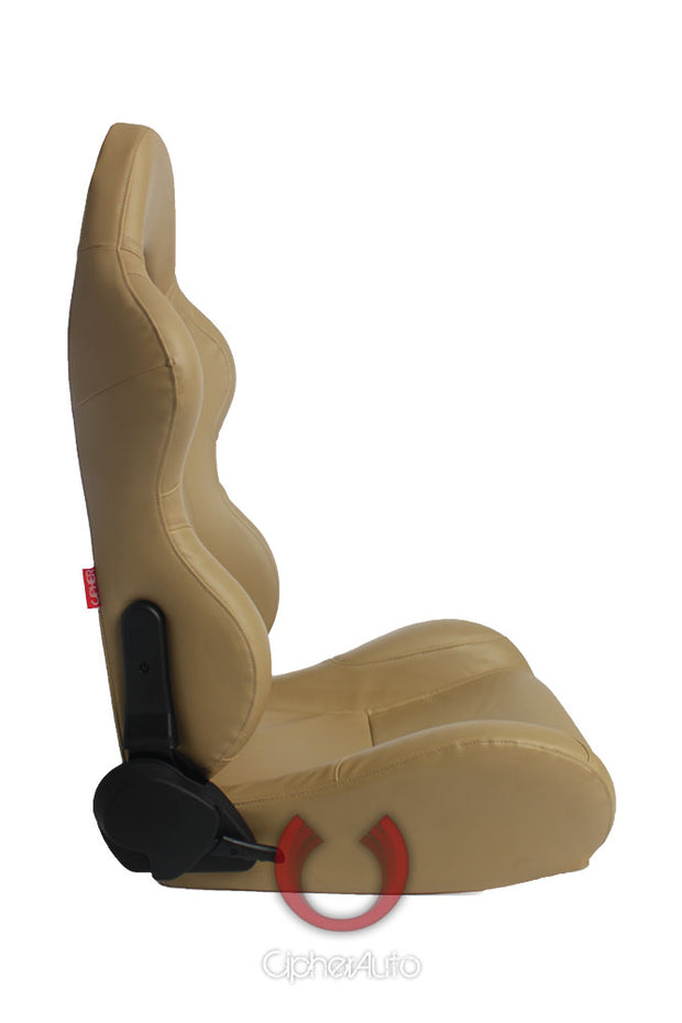 CPA1001 ALL TAN LEATHERETTE CIPHER AUTO RACING SEATS - PAIR