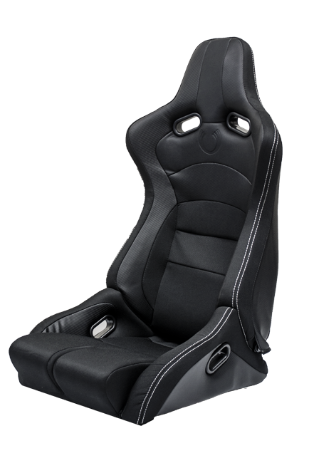 CPA2002 Cipher Viper Racing Seats Black Cloth Black Carbon PU w/ White Stitching - Pair----(OUT OF STOCK)