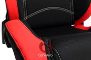 CPA1018 RED AND BLACK CLOTH CIPHER AUTO RACING SEATS - PAIR