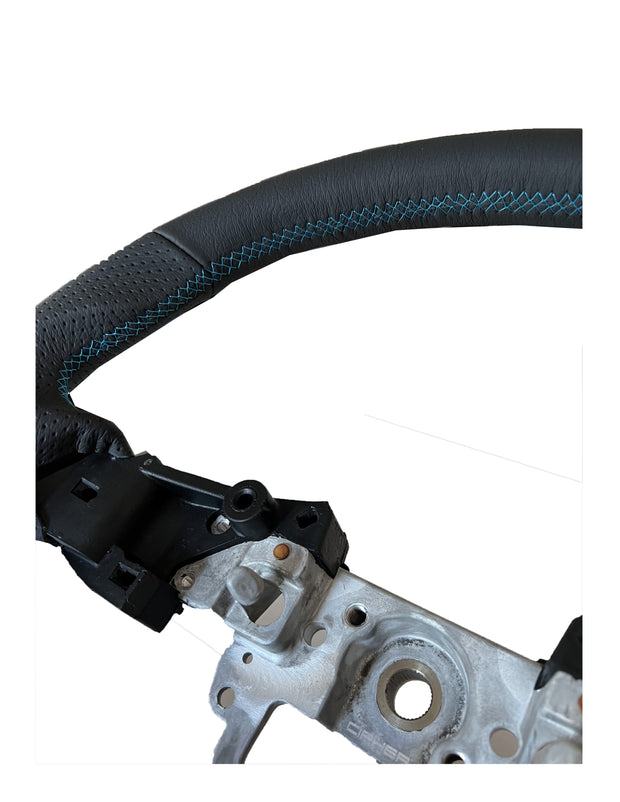 Enhanced Steering Wheel for Mazda Miata 2016-2024 ND Leather with Blue Stitching