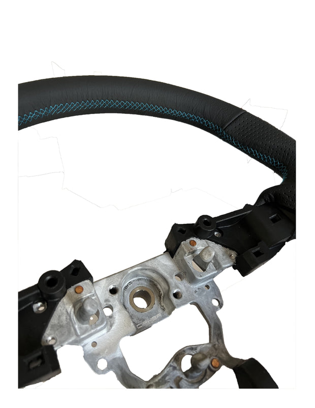 Enhanced Steering Wheel for Mazda Miata 2016-2024 ND Leather with Blue Stitching