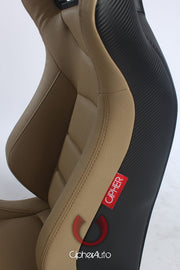 CPA2001PCFBG CIPHER EURO RACING SEATS TAN LEATHERETTE CARBON FIBER - PAIR