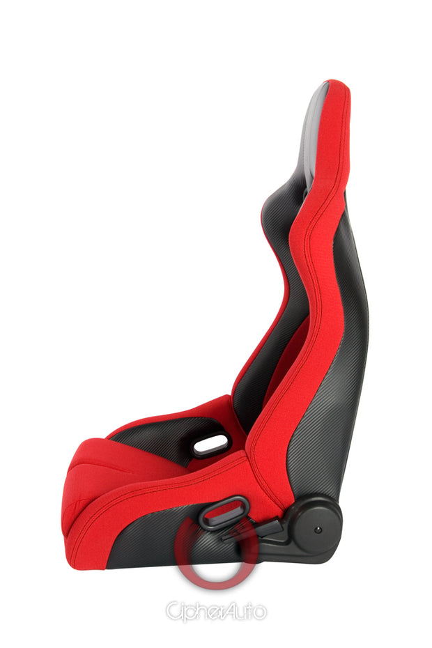 CPA2002CFBKRD CIPHER VIPER RACING SEATS RED CLOTH W/ BLACK CARBON PU - PAIR