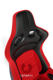 CPA2002CFBKRD CIPHER VIPER RACING SEATS RED CLOTH W/ BLACK CARBON PU - PAIR