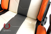 CPA5001 WHITE W/ GRAY AND ORANGE STRIPES LEATHERETTE CIPHER AUTO OFFICE RACING SEAT