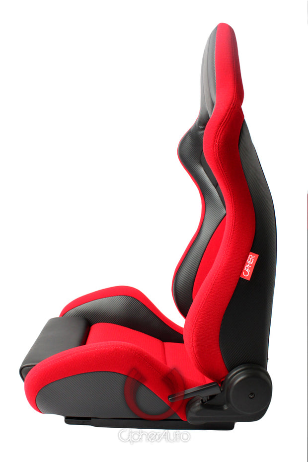 CPA2003CFBKRD  CIPHER VP-8 RACING SEATS RED W/ BLACK CARBON PU - PAIR