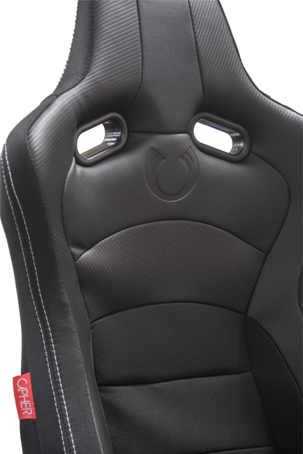 CPA2002 Cipher Viper Racing Seats Black Cloth Black Carbon PU w/ White Stitching - Pair----(OUT OF STOCK)