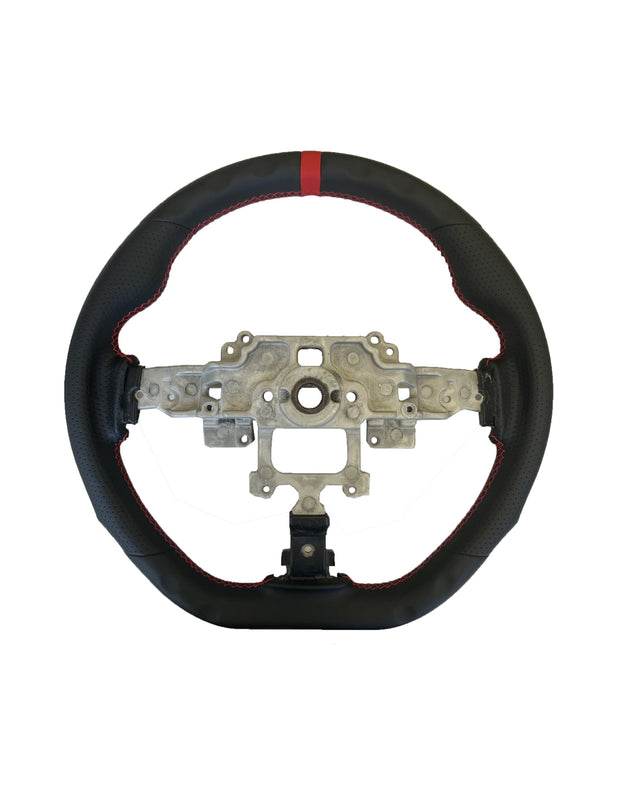 Enhanced Steering Wheel for Mazda Miata 2006-2015 NC Genuine Leather with Red Stitching and Red racing stripe (NEW LIMITED EDITION)