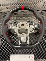 Enhanced Steering Wheel for Mazda Miata 2016-2024 ND Hydro-Dipped Carbon Style with Red Stitching