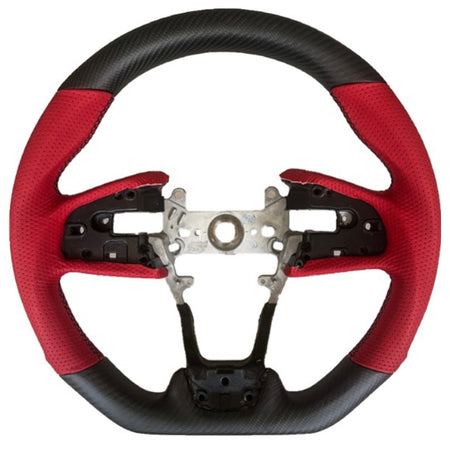 CIVIC 10TH GEN RED LEATHER CARBON FIBER STEERING WHEEL