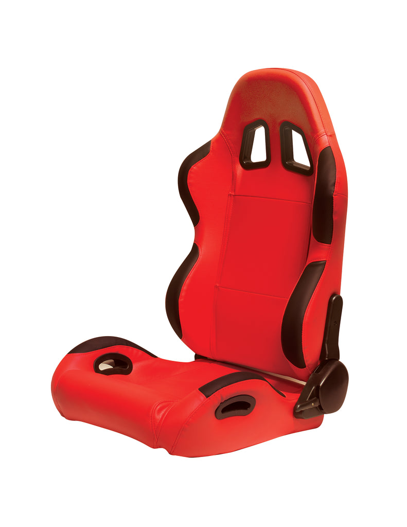 CPA1025 Red leatherette racing seats with side seatbelt bezels