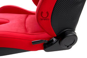 CPA2009CFSDRD CIPHER AR-9 REVO RACING SEATS ALL RED SUEDE AND FABRIC WITH CARBON FIBER POLYURETHANE BACKING - PAIR