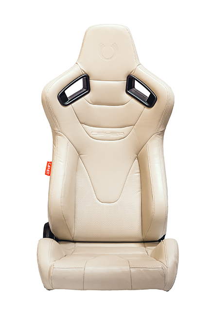 CPA2009RS Cipher Racing Seats Champagne Beige Leatherette Carbon Fiber w/ Beige Stitching - Pair