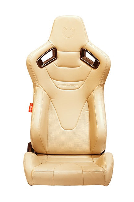 CPA2009RS Cipher Racing Seats Beige Leatherette Carbon Fiber w/ Beige Stitching - Pair