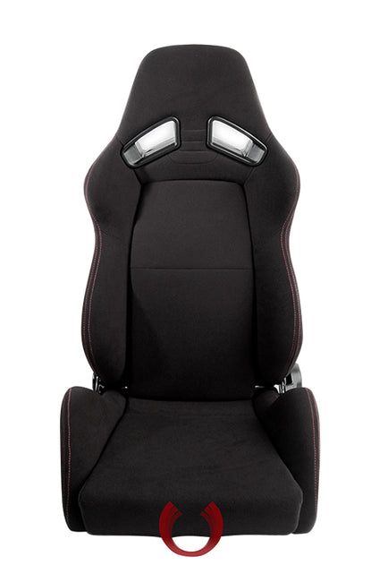 CPA2008FBK-R CIPHER AR-8 REVO RACING SEATS ALL BLACK FABRIC W/ RED OUTER STITCHING - PAIR (NEW)