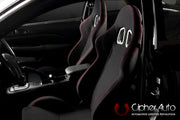 CPA1016 BLACK CLOTH W/ OUTER RED STITCHING CIPHER AUTO RACING SEATS - PAIR