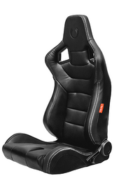 CPA2001 Cipher Euro Racing Seats Black Leatherette Carbon Fiber w/ White Stitching - Pair---OUT OF STOCK