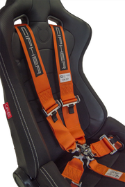 CPA4005 Cipher Racing Orange 5 Point 3 Inches Camlock Quick Release Racing Harness w/ Snap Hook & Eye Bolts - SFI 16.1
