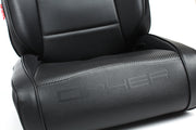 CPA3002 ALL BLACK LEATHERETTE W/ RED PIPING CIPHER AUTO UNIVERSAL RECLINABLE SUSPENSION SEATS - PAIR