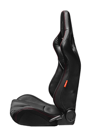 CPA2001 Cipher Euro Racing Seats Black Leatherette Carbon Fiber w/ Red Stitching - Pair