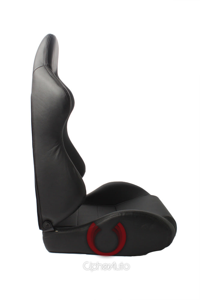 CPA1013 All Black Leatherette Cipher Auto Racing Seats - Pair
