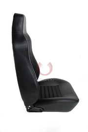 CPA3001 ALL BLACK LEATHERETTE W/ FABRIC INSERT CIPHER AUTO UNIVERSAL JEEP SEATS - PAIR