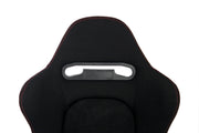 CPA1019 BLACK CLOTH W/ MICROSUEDE INSERT & RED STITCHING CIPHER AUTO RACING SEATS - PAIR