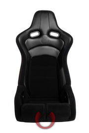 CPA2002CFBK-R CIPHER VIPER RACING SEATS BLACK CLOTH BLACK CARBON PU W/ RED STITCHING - PAIR