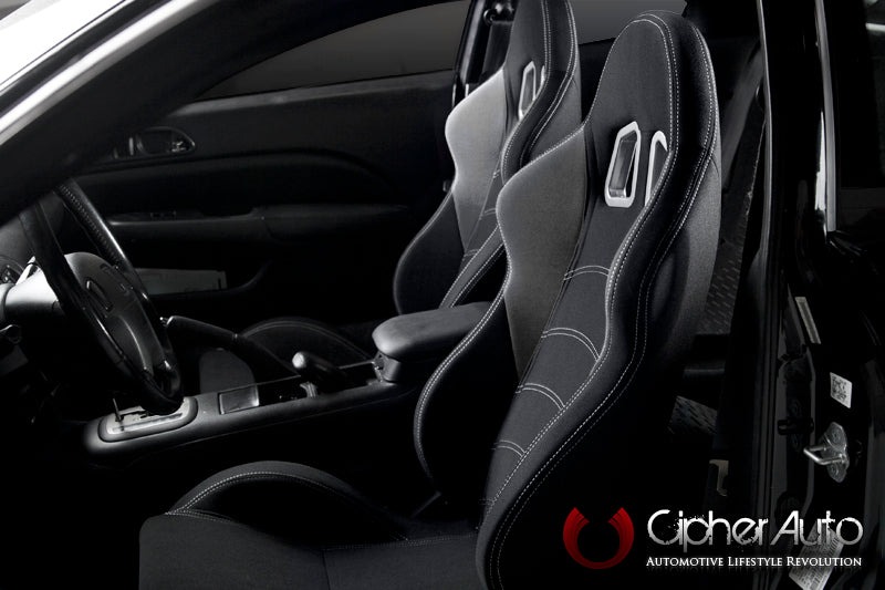 CPA1017 Black & Grey Cloth Cipher Auto Racing Seats - Pair