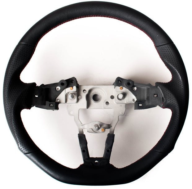 Enhanced Steering Wheel for Mazda Miata ND Leather with Magenta/Red Wine Stitching 