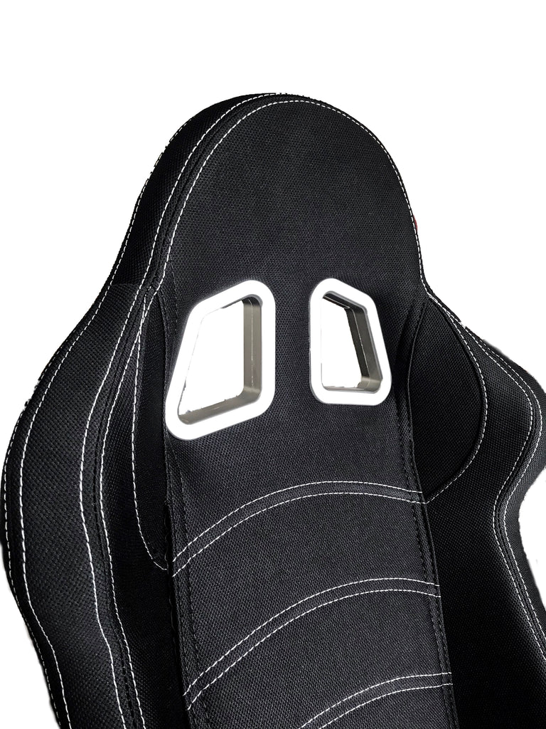 CPA1016 Black Cloth w/ White Stitching Cipher Auto Racing Seats - Pair