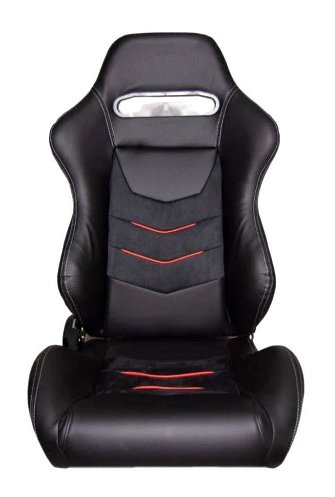 CPA1075 Black Leatherette w/ Micro Suede Inserts w/ Red