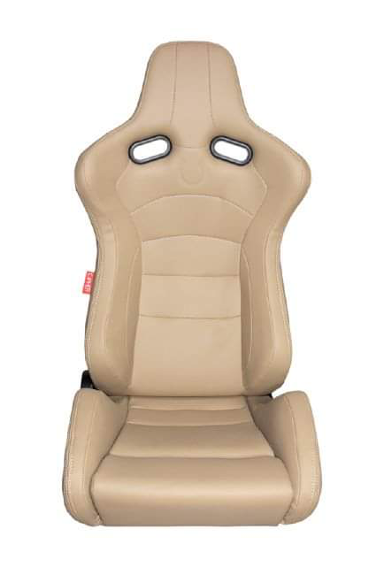 CPA2003 Cipher VP-8 Racing Seats Beige Leatherette w/ Black Carbon PU - Pair—Out Of Stock