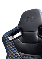 CPA2009RS AR-9 Revo Racing Seats Black Leatherette Carbon Fiber with Blue Diamond Stitching - Pair