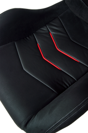CPA1075 Black Micro Suede With CF PU Leatherette inserts W/ Red Accents Universal Racing Seats - Pair (NEW!)