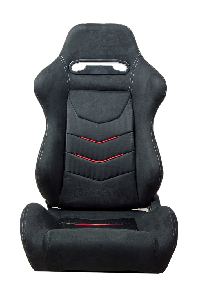 CPA1075 Black Micro Suede With CF PU Leatherette inserts W/ Red