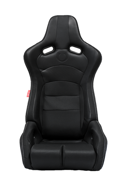 CPA2002 Cipher Viper Racing Seats Black Cloth Black Carbon PU w/ White Stitching - Pair----(OUT OF STOCK)