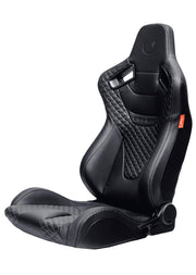 CPA2009RS AR-9 Revo Racing Seats Black Leatherette Carbon Fiber with Gray Diamond Stitching - Pair