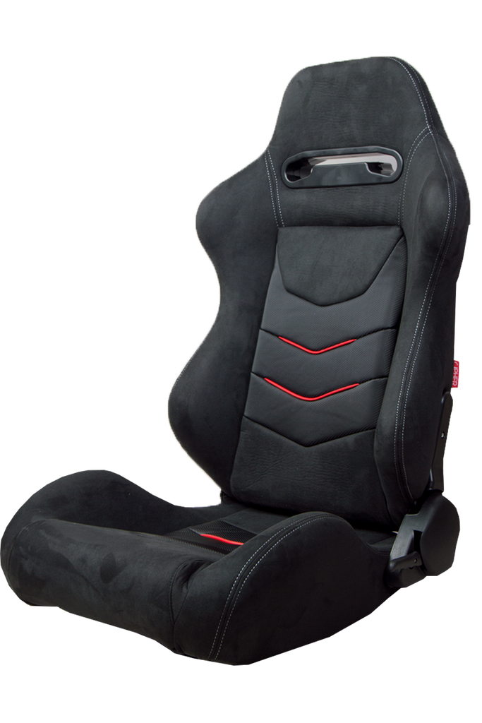 CPA1075 Black Micro Suede With CF PU Leatherette inserts W/ Red