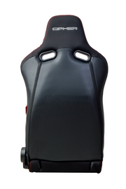 CPA2003 Cipher VP-8 Racing Seats Black w/ Red Stitching Black Carbon PU - Pair