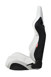 CPA2009 Cipher Racing Seats Eggshell White Leatherette Carbon Fiber w/ Black Stitching - Pair ----OUT OF STOCK
