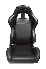 CPA1031 Black Leatherette w/ Black Accent Piping Cipher Auto Racing Seats - Pair-- OUT OF STOCK