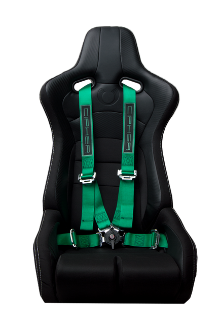 CPA4001GNV2 Green 4 Point 2 Inches Camlock Quick Release Racing Harness - CIPHER Logo Version 2 - Pair