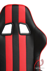 CPA5001 BLACK & RED STRIPE LEATHERETTE CIPHER AUTO OFFICE RACING SEAT
