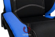CPA1018 BLUE AND BLACK CLOTH CIPHER AUTO RACING SEATS - PAIR