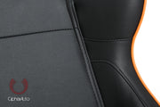 CPA1031 BLACK LEATHERETTE WITH ORANGE ACCENT PIPING CIPHER AUTO RACING SEATS - PAIR
