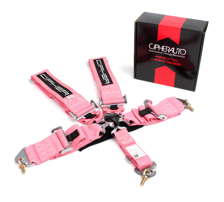 CPA4005PK CIPHER RACING PINK Ribbon Edition 5 POINT 3 INCHES CAMLOCK QUICK RELEASE RACING HARNESS W/ SNAP HOOK & EYE BOLTS - SFI 16.1