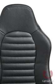 CPA3001 ALL BLACK LEATHERETTE CIPHER AUTO UNIVERSAL JEEP SEATS - PAIR